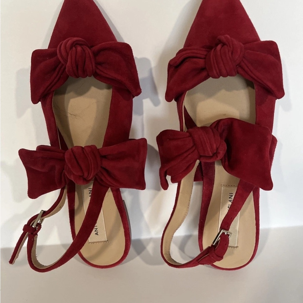 ANTONIO MELANI Red Suede Flats with Bow Elegant Shoes for All Occasions